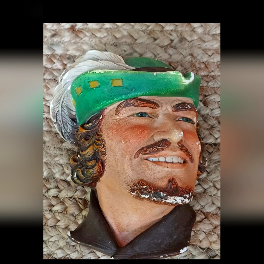 Vintage Rustic Made In England 6" Robin Hood Chalkware Wall Plaque